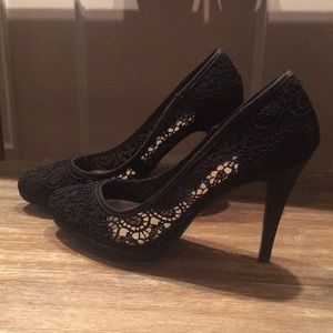 Black lace heels